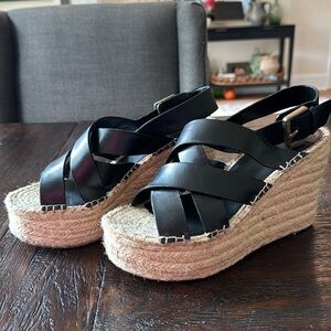 Marc Fisher black wedge sandals 7.5